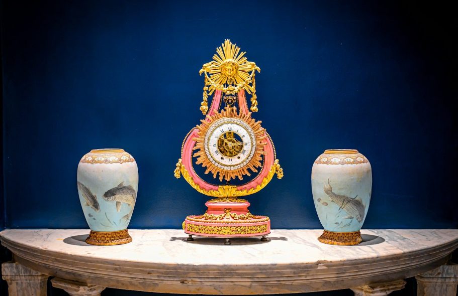 Fragile antique items including ornate clock and vases ready for specialist wrapped transport. House clearance boxes and furniture prepared for probate support and sensitive removals.